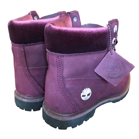 Timberlands Limited Edition Burgundy Velvet Boots size 9 - Picture 6 of 10